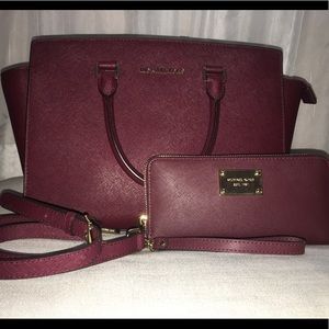 Michael Kors Selma Large Top Satchel Purse Handbag & Wallet Discontinued Style